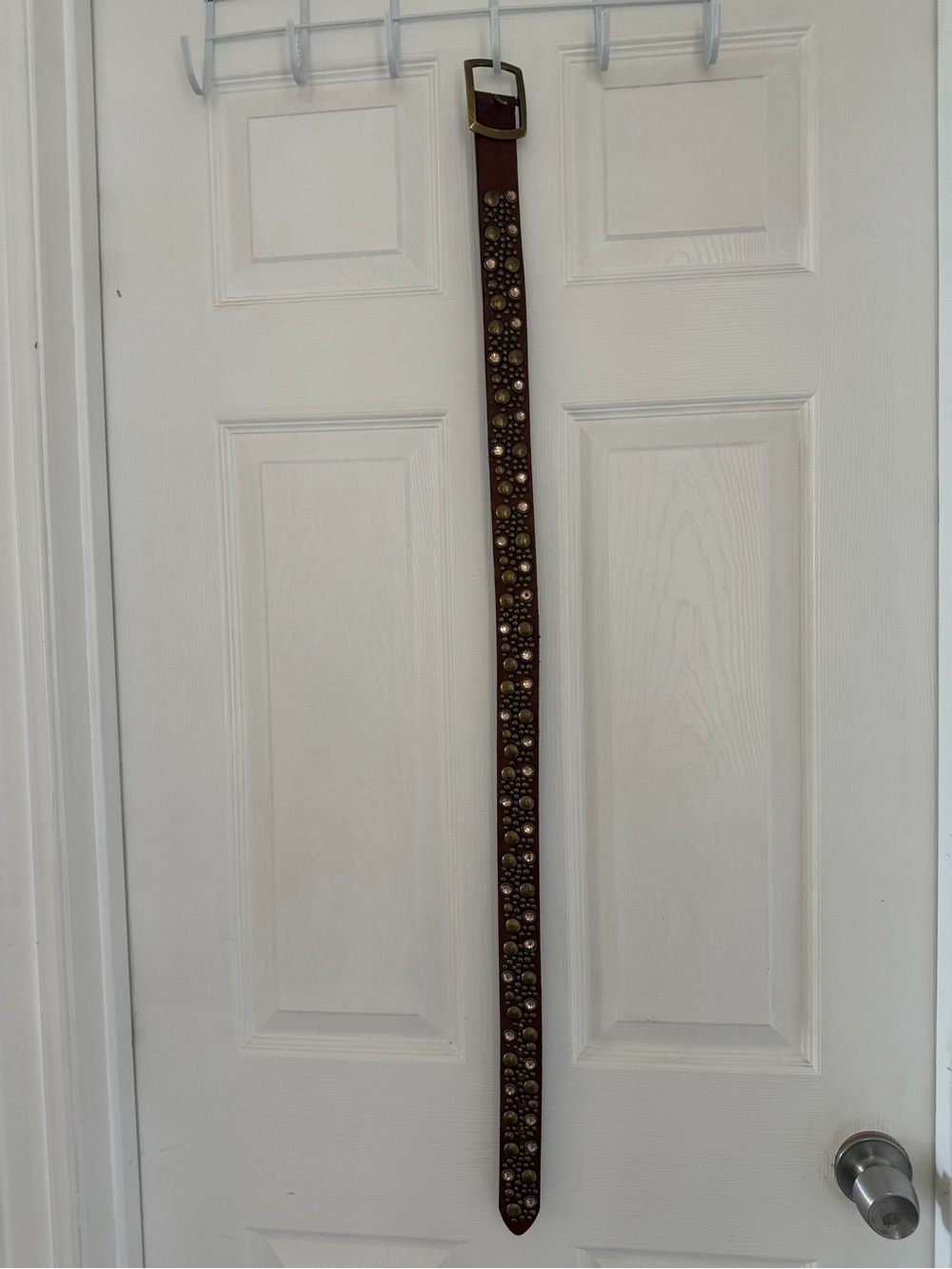 HYDE Brown Leather Studded Rhinestone Boho Western Belt